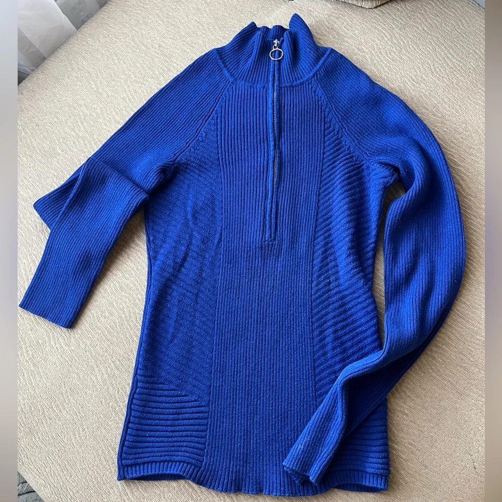 INC International Concepts Royal Blue Cowl Neck Sweater - Picture 2 of 7